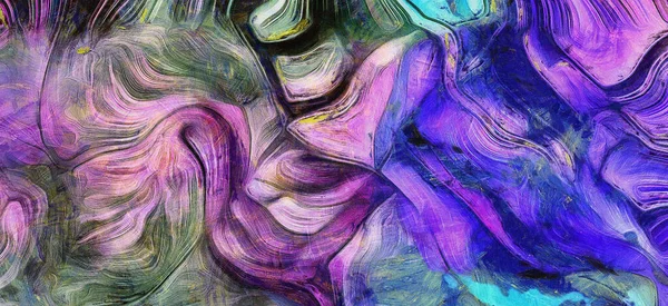 Peinture Abstraite Principalement Dans Les Teintes Bleu Violet — Photo