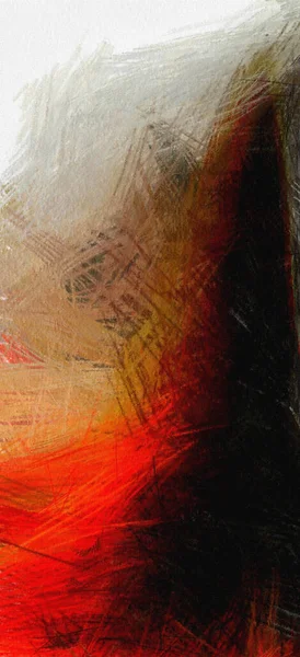 Muted abstract painting in black and shades of red.