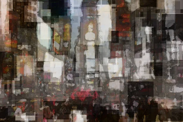 Abstract Modern Painting Times Square Rendering — Stock Photo, Image