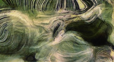 Renk hareketlerinin akışkan çizgileri. Yeşil noktalar.