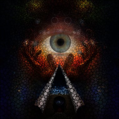 Soyut resim, insan düşünceleri. Tanrı 'ya inan. 3B Hazırlama