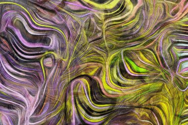 Renk hareketlerinin akışkan çizgileri. Pembe ve sarı noktalar.