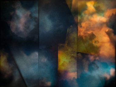 Üstüste binen dikdörtgen katmanlı renkli bulutlar