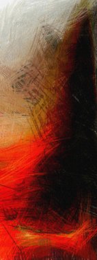 Siyah ve kırmızı tonlarda soyut bir resim..