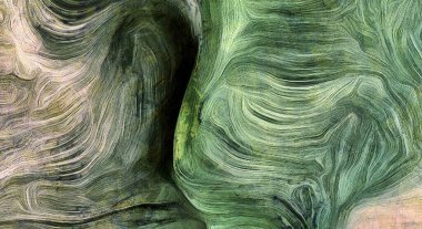 Yeşil renk hareketinin akışkan çizgileri. 3B görüntüleme.