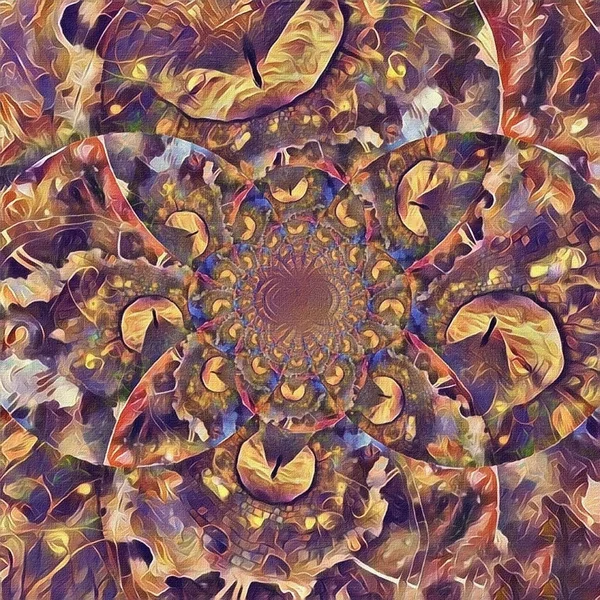 Obraz Abstrakcyjny Lustrzany Okrągły Fraktal Zdjęciem Samotnego Człowieka Drodze Nieba — Zdjęcie stockowe