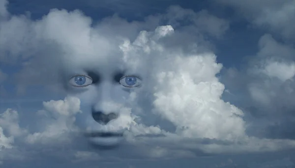 Rostro Mujer Mística Las Nubes —  Fotos de Stock