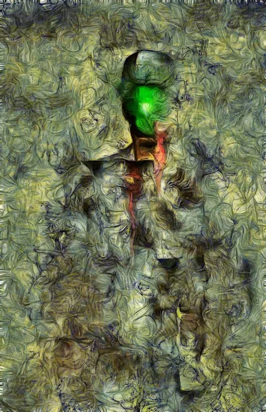 Surreale Malerei Mann Anzug Und Melone Mit Apfel Statt Gesicht — Stockfoto