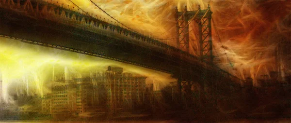 Nyc Bridge Målning Konst — Stockfoto