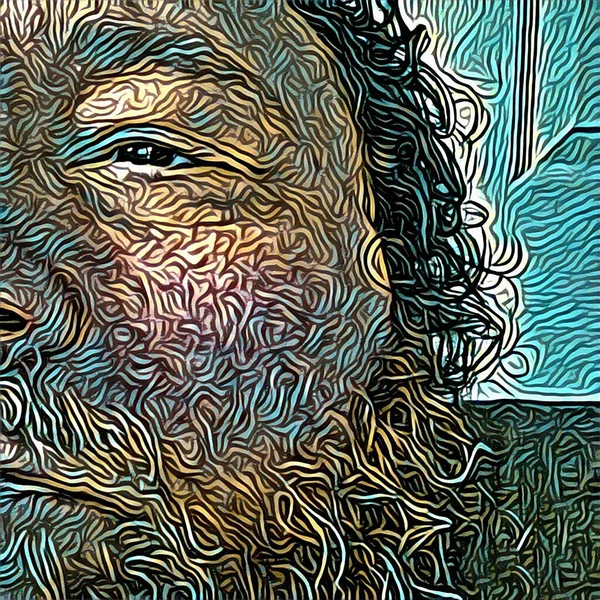 Abstrakt Målning Gubbens Ansikte Med Skägg — Stockfoto