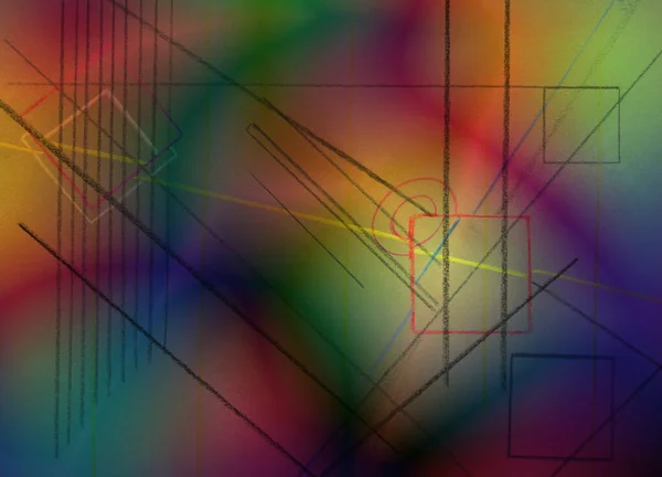Fundo Abstrato Colorido Com Formas Geométricas Renderização — Fotografia de Stock