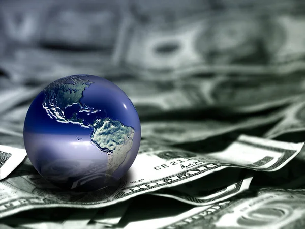 Globe Sur Les Dollars Américains — Photo