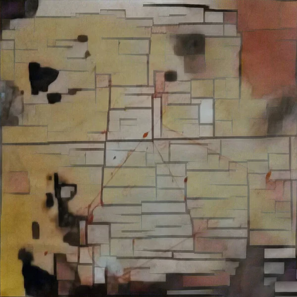 Abstraktní Malba Rozmazané Siluety Mondrijském Stylu Ztlumené Barvy — Stock fotografie