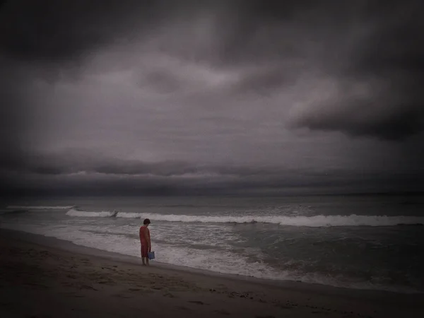 Menino Praia Oceano — Fotografia de Stock