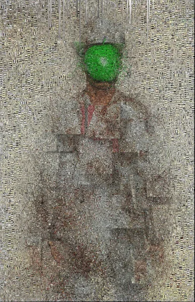 Pintura Surreal Homem Fato Chapéu Jogador Com Maçã Verde Vez — Fotografia de Stock