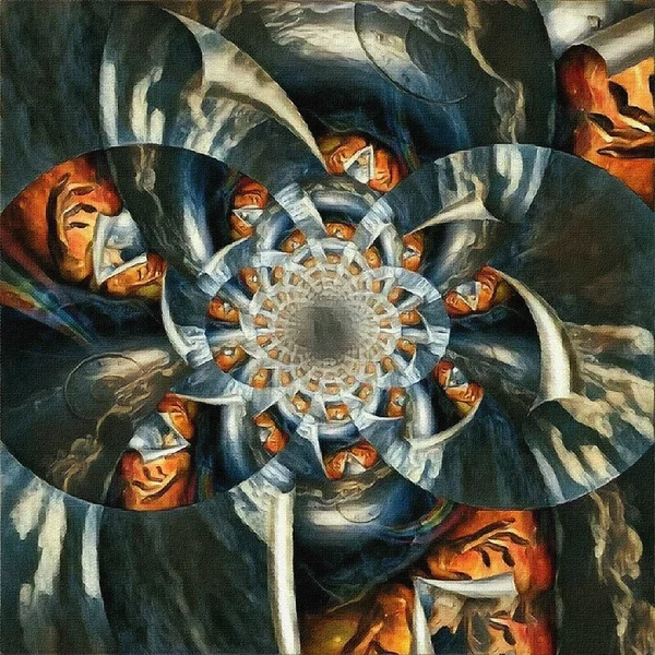 Abstrakte Malerei Spiegelrundes Fraktal Mit Gottes Händen — Stockfoto