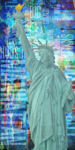 Soyut resim. Özgürlük Heykeli. 3B görüntüleme