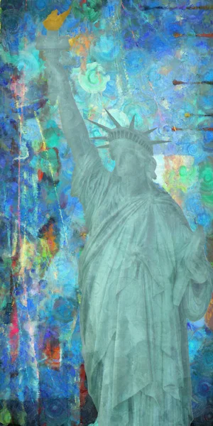 拥有自由女神像的美国纽约 — 图库照片