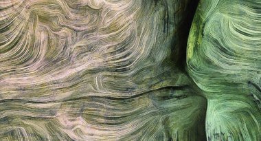 Renk hareketlerinin akışkan çizgileri. Yeşilin tonları. Fırça darbeleri.