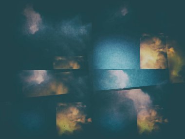 Üstüste binen dikdörtgen katmanlı renkli bulutlar