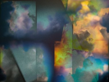 Üstüste binen dikdörtgen katmanlı renkli bulutlar