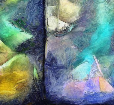 Renkli soyut resim. Tuval üzerine yağ. 3B görüntüleme