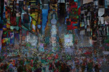 Kelimeler bulutlu soyut modern resim. Times Meydanı. 3B görüntüleme