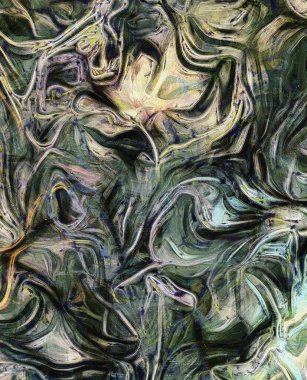 Renk hareketlerinin akışkan çizgileri. Mavi ve yeşil noktalar.