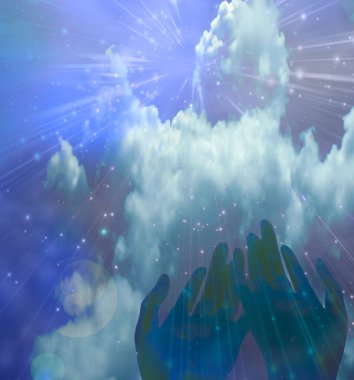 Eller ve Gökyüzü soyut arkaplan 