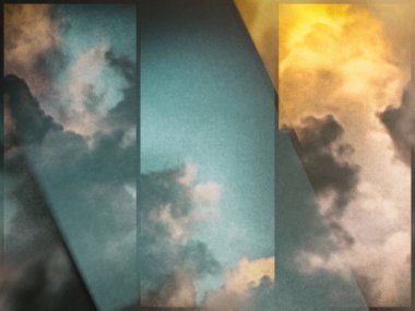 Üstüste binen dikdörtgen katmanlı renkli bulutlar