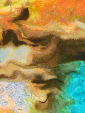 Pastel renklerde sessiz ve soyut bir resim. 3B görüntüleme