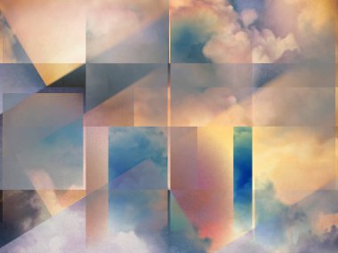 Üstüste binen dikdörtgen katmanlı renkli bulutlar