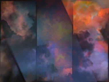 Üstüste binen dikdörtgen katmanlı renkli bulutlar