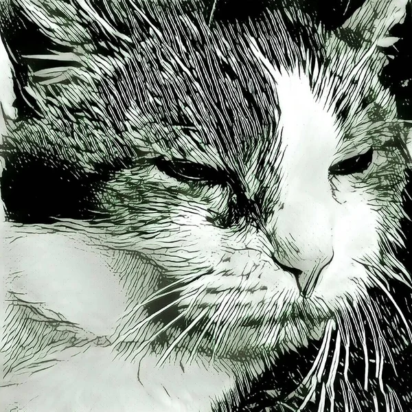 Μοντέρνα Τέχνη Τεράστια Γάτα Γκρο Πλαν — Φωτογραφία Αρχείου