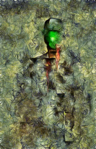Een Surrealistisch Schilderij Man Pak Bowler Hoed Met Groene Appel — Stockfoto