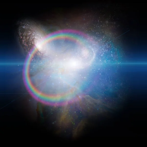 Neskutečné Digitální Umění Světlé Galaxie Duha Živém Vesmíru — Stock fotografie