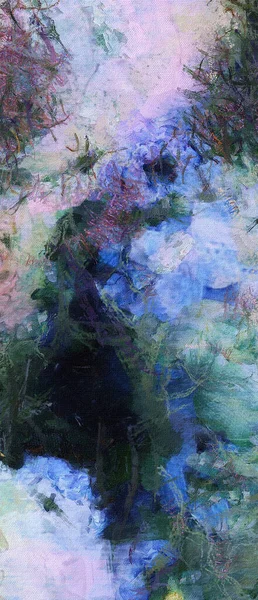 Absztrakt Festészet Többnyire Kék Árnyalatokban — Stock Fotó