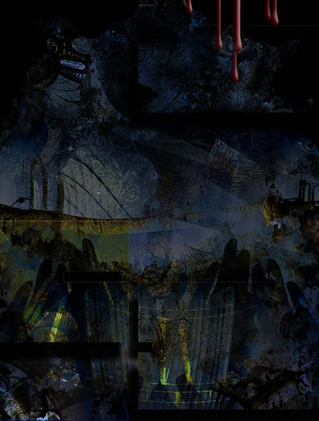Grunge Dark Textured Manhattan Bridge Abstract Zifferblatt Und Augen Rendering — Stockfoto