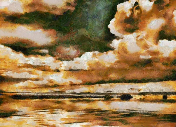 Impressionismo Nuvens Sobre Horizonte Montanha — Fotografia de Stock