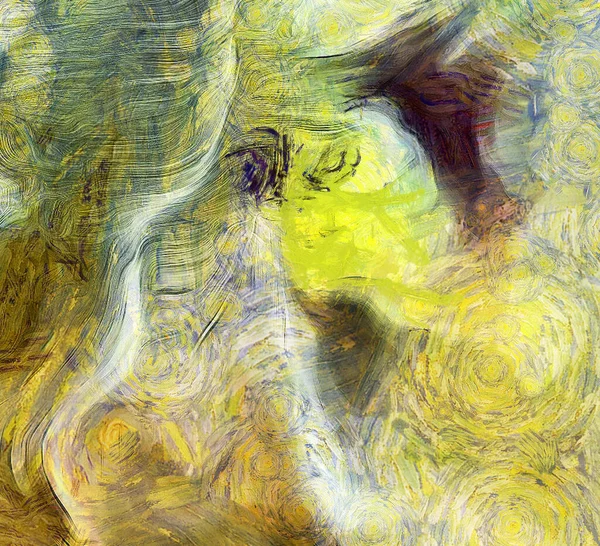 抽象画 旋涡笔画 Vincent Van Gogh受到启发 — 图库照片