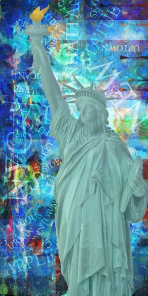 Pintura Abstracta Estatua Libertad Renderizado — Foto de Stock