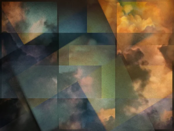 五彩斑斓的云彩 具有重叠的矩形层 — 图库照片