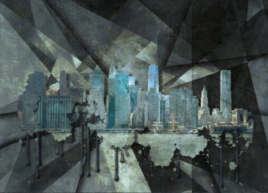 New York Panoraması. Modern sanat. 3B görüntüleme
