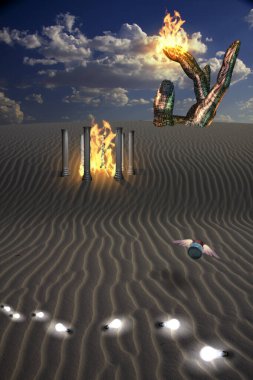 çöl fikir ampuller ve tapınak yangında iz