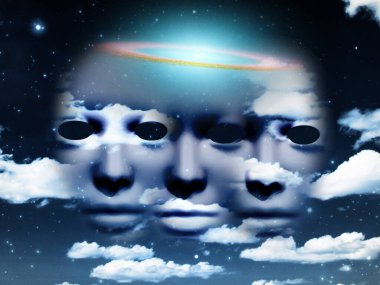 Bulutlu gökyüzünde üç maske. Galaktik disk.
