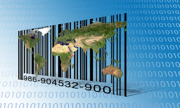 Wereld Binary Barcode Weergave — Stockfoto