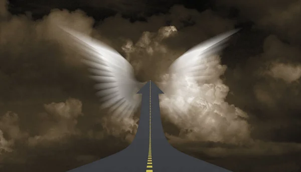 Gökyüzüne Giden Yol Şeklinde Angel Kanatları — Stok fotoğraf