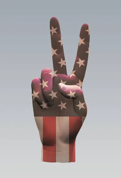 Usa Peace Sign Hand Renderizado — Foto de Stock