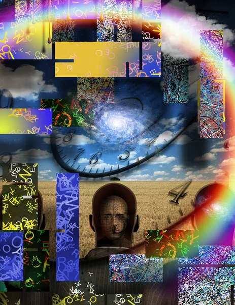 Complex Surreal Abstract Art Puzzle Man — Stockfoto