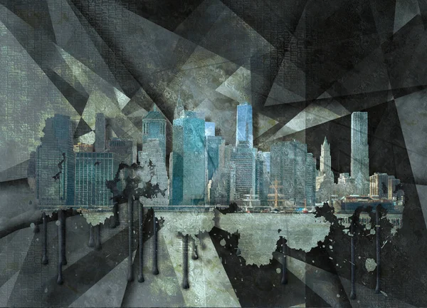 Nyc Manhattan Modern Art Collage Rendering — Stock Photo, Image